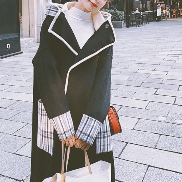 チェスターコート レディース モード 黒 白 冬 アウター 秋冬 フード付き 襟付き チェック 大人可愛い カジュアル デート 通学 ロング丈 プラスサイズ トレンチコート おしゃれ ゆったり Rx0921 Raxia ラクシア