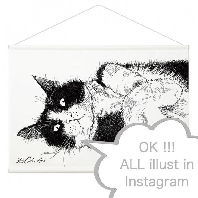 Instagramの猫イラストで作るタペストリー 猫雑貨 猫雑貨 グッズ通販 猫や動物イラスト 似顔絵作成 365cat Art