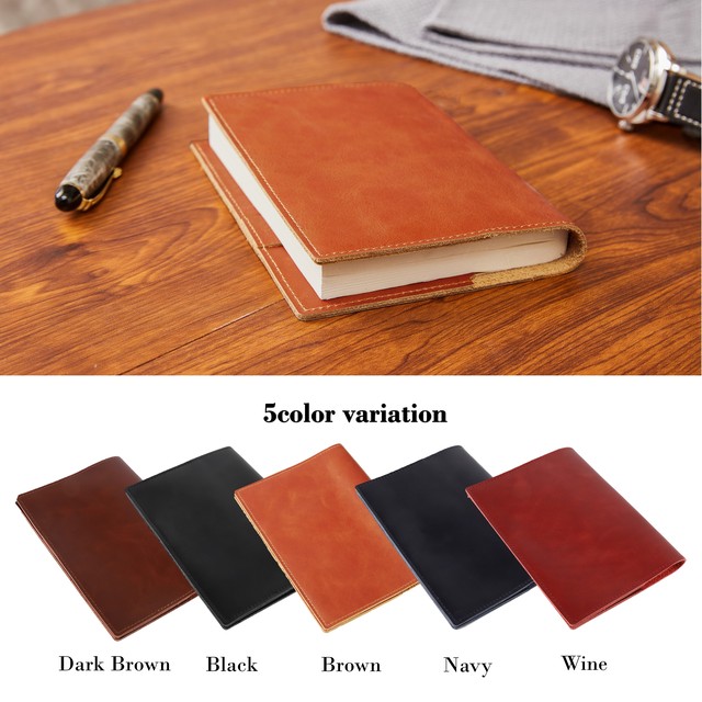 Felicita ブックカバー 本革 しおり付き ポケット付き ブルー ブラック ワイン ブラウン ダークブラウン A6 文庫本 Syalen