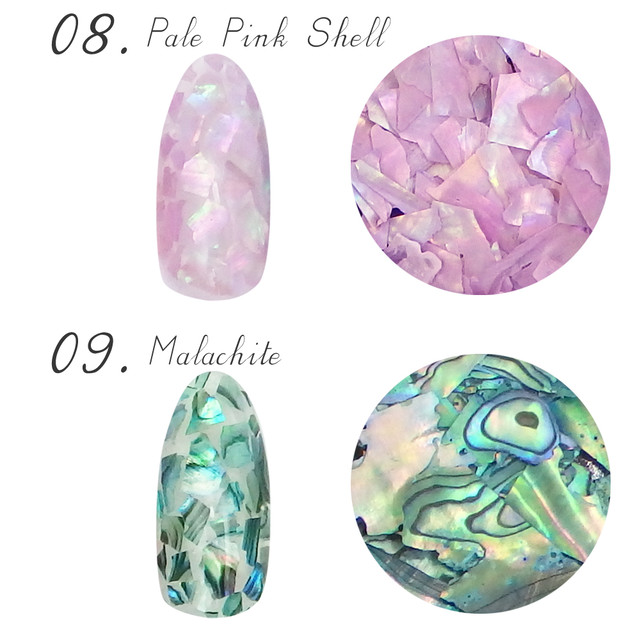 超薄シェルフレーク 9色 クラッシュシェル シェル 貝殻 アビスネイル レジン パーツ ネイルやハンドメイドの材料屋さん Nailuce