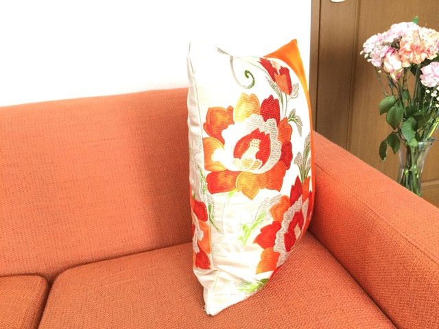 着物帯リメイククッションカバー座布団カバー送料無料1点物リビングインテリア帯リメイククッションカバーno 243 着物帯リメイク ショップkamadaworld