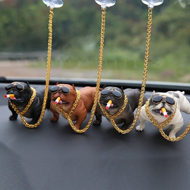 海外発送 かっこいい 悪い ブルドッグ 犬 車 カー用品 ダッシュボード 飾り おかしい かわいい タバコ シガー 装飾 置物 Mamahaloshop