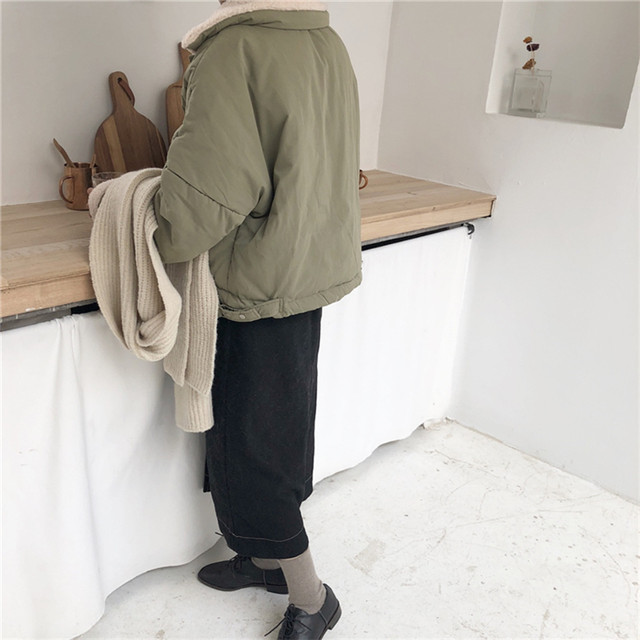 カレッジ風 ピーターパンカラー 長袖 ゆったり 厚着 通勤コーデ ショートコート アウター 75shops