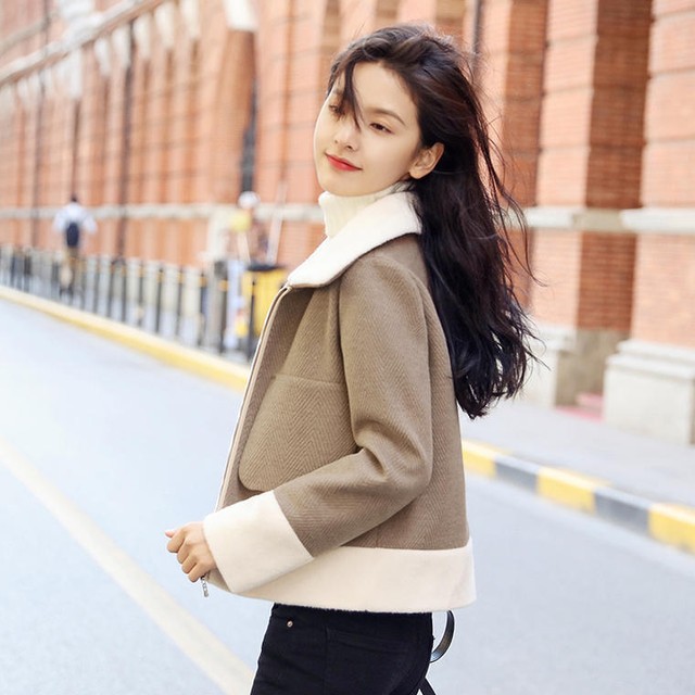 バイカラーのコート Pコート きれいめ トレンド レディース 冬コーデ B 127 Idear