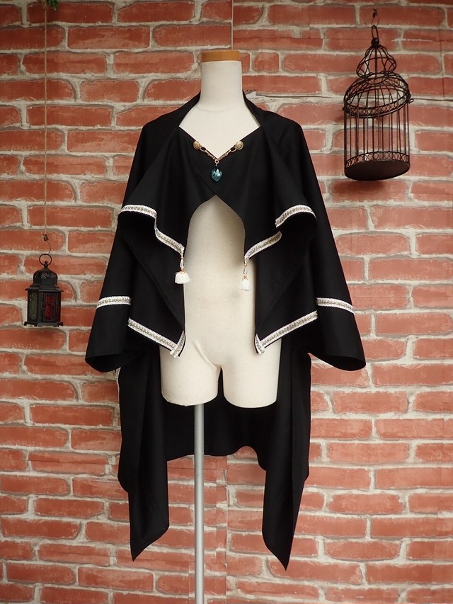 Larp ファンタジー 厳粛なる儀式のローブマント ブラック２ Riflleshuffl