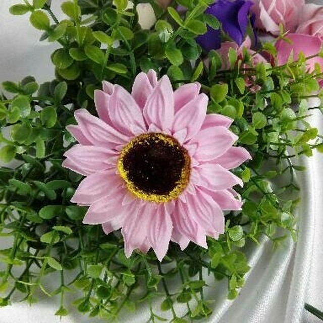 Diy材料 ソープフラワーのひまわり ピンク 1輪 茎付き Orignal Soap Flower Binu Hana