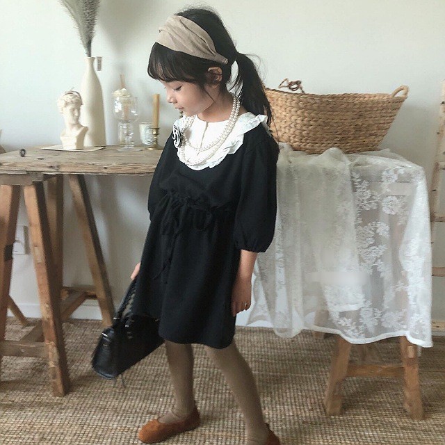 0916 ジュニア 上品なレースデザインウエスト紐ベルトワンピース こども服の店 Lily Co