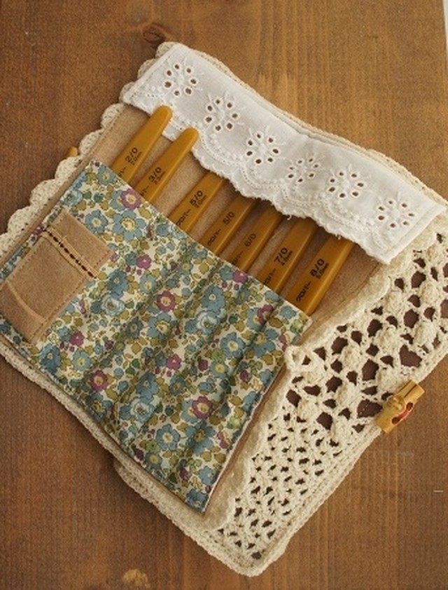 かぎ針ケースのキット モチーフ 書籍掲載作品 ブルー Polivi