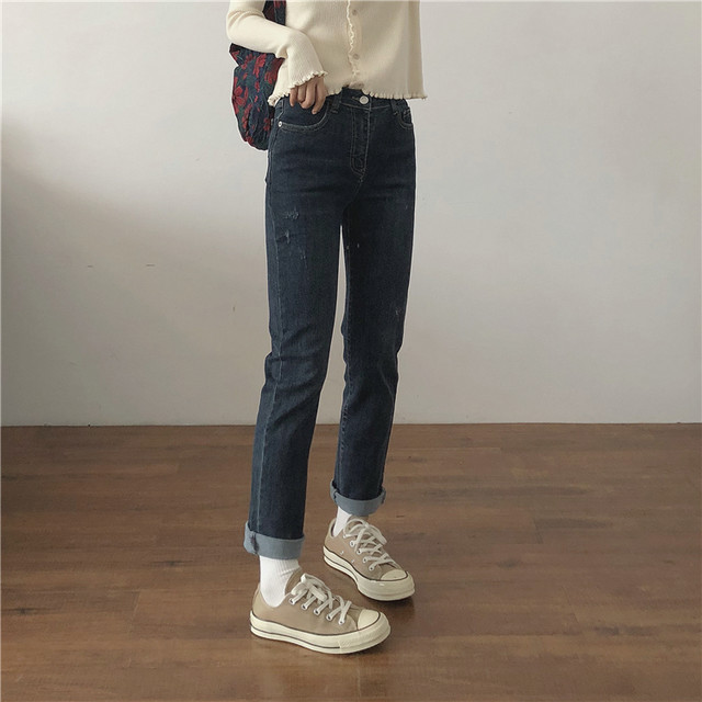 足やせダークカラーデニム【slim dark color denim pants】
