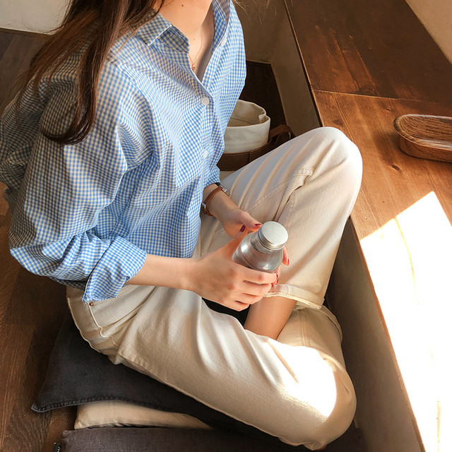 クールなチェック柄ブラウス シャツ レディース 長袖 ビジネス オフィス 17 Petit Link