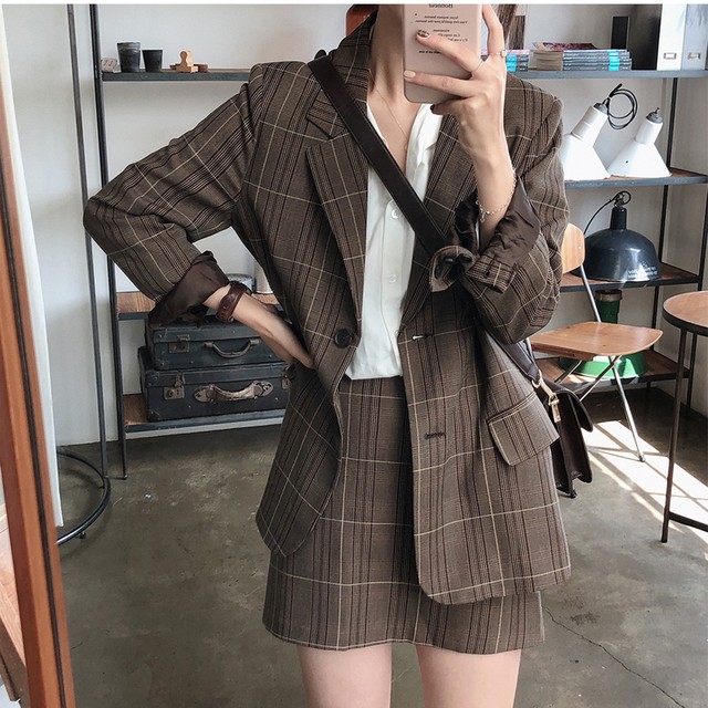 〈カフェシリーズ〉秋のチェック柄セットアップ【autumn check set up】