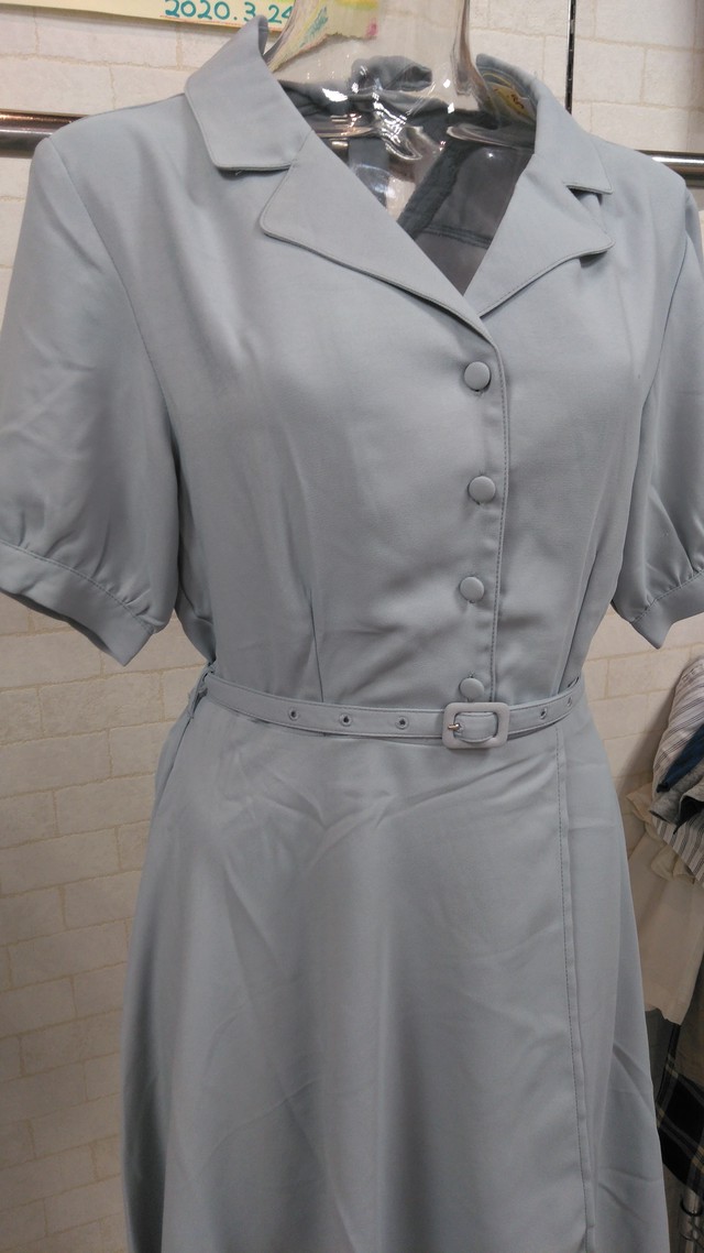 襟付きワンピース リボン 夏ワンピース ガーリー系 はなまるマーケット