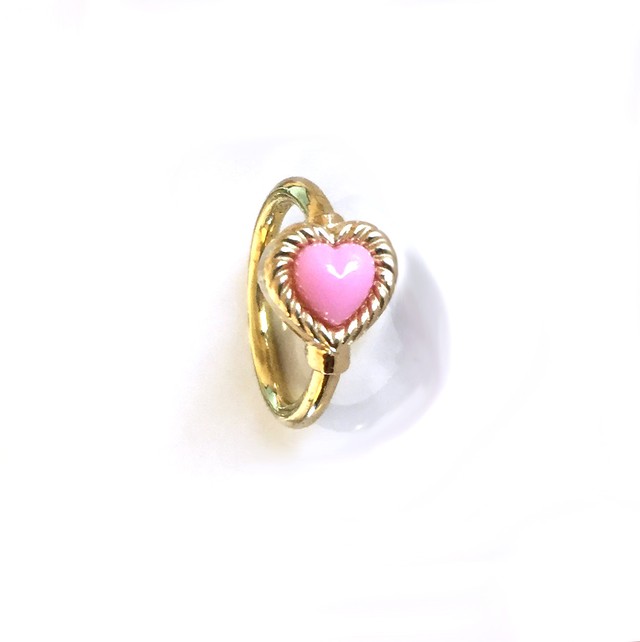 Vintage Heart Charmのsnap Ring Body Jewelry Pink K18yg 0003 ヴィンテージハートリング ボディピアス ピンク 18金イエローゴールド Lanie