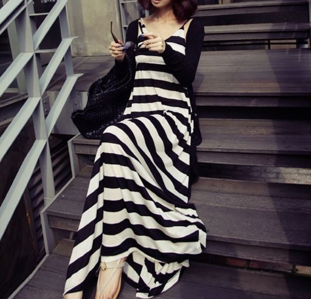 ノースリーブ ワンピース マキシ丈 お祭り 体系カバー 楽ちん 夏 ロングワンピース ボーダー ルーズ感 マキシワンピ お取り寄せ Horai