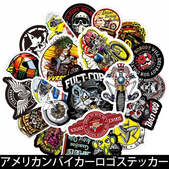 ステッカー アメリカン バイカー ロゴ シール スカル チョッパー バイク デコレーション Hummingf