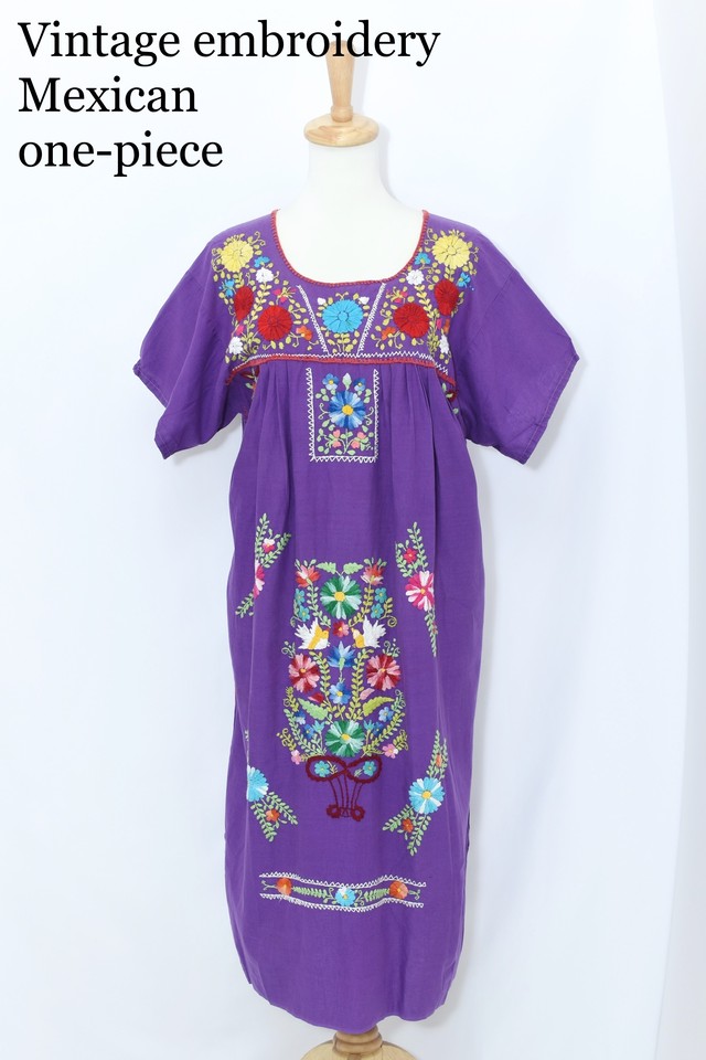 vintage embroidery Mexican one-piece PUR
