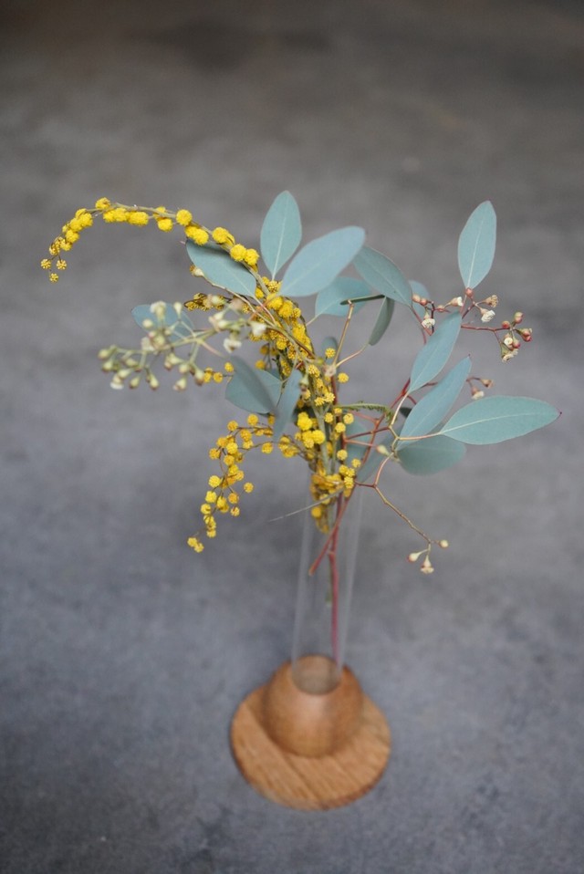 ミモザ ガラス ウッド 花瓶セット Lowergo