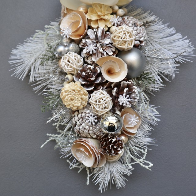 Sale ホワイト クリスマススワッグツリー 造花リース 大人可愛い オシャレ お花と雑貨のショップ Sea Art