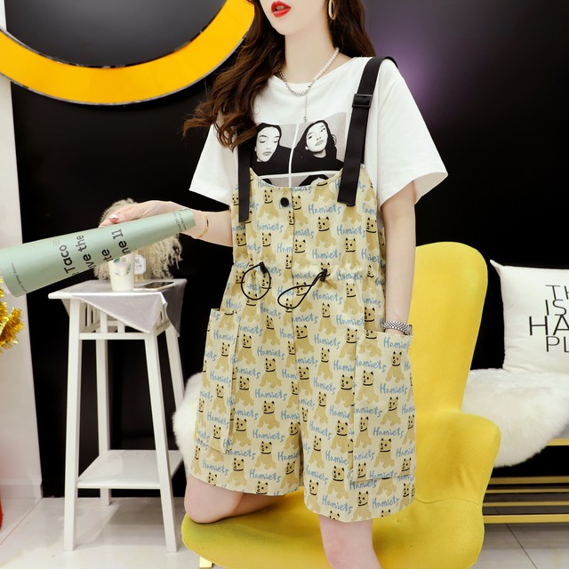 合わせやすい ゆったり 柴犬プリント 着瘦せ 可愛い サロペット ワイドパンツ ワンピース Ins 1973 Ins Fashion ファッション専門店 可愛い 安心 素敵な商品を多数ご用意