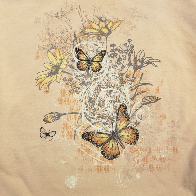 ラメ 蝶々 花 プリントスウェット Skrova ラメ 蝶々 花 プリントスウェット Skrova