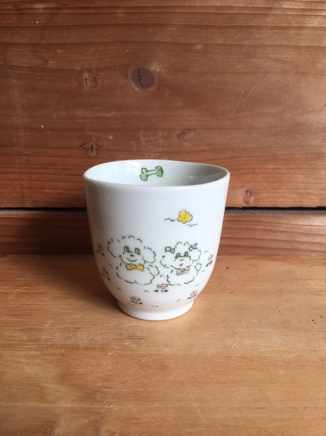 波渕湯呑み むく犬 グリーン 興誓窯