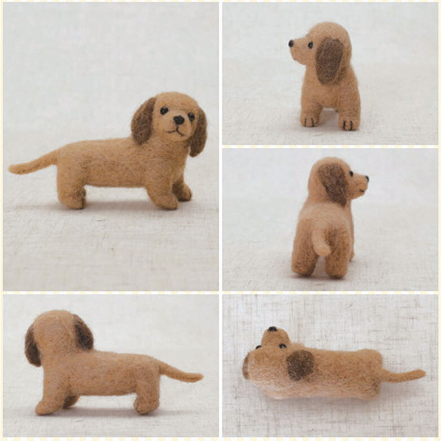 スターターセット 針 マット 付き ミニチュアダックスフントのマスコット手作りキット 羊毛フェルトで作る犬のぬいぐるみ 手芸 自由研究 ハンドメイド いぬ 幸せデリバリー リングピローなどの結婚式アイテム 手芸用品の通販