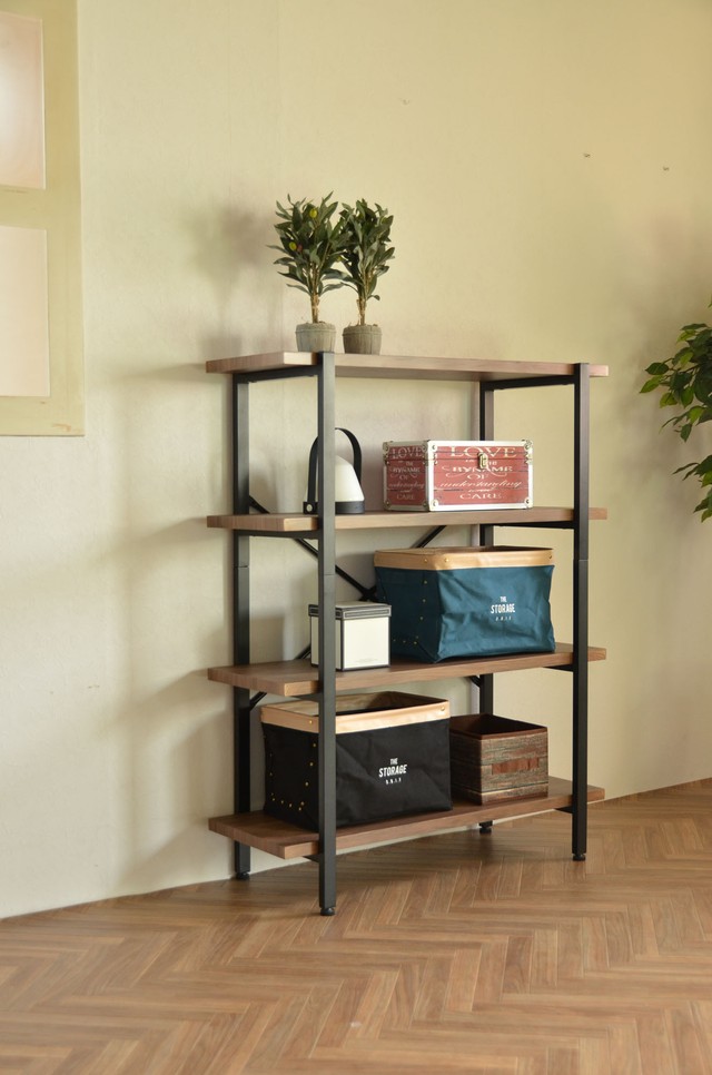 Vintage 4racks 90 BR / ヴィンテージスタイル ヴィンテージ加工 4段ラック棚 W90 / ブラウン