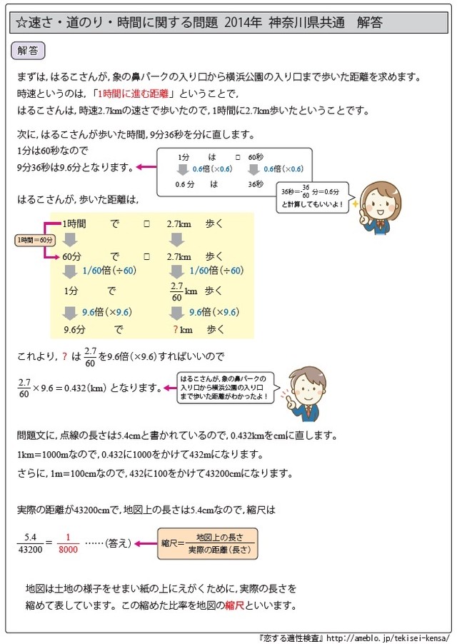 速さ 道のり 時間に関する問題編 全国公立中高一貫校 適性検査 テーマ別 よ くわかる過去問題解説集 自宅でできる受験対策ショップ ワカルー Wakaru