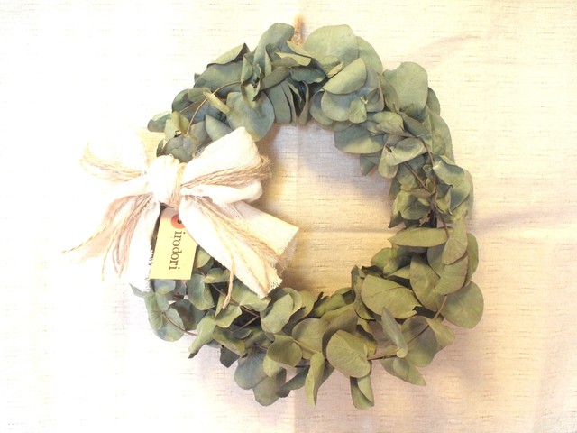 ユーカリのナチュラルリース オフホワイトリボン Irodori