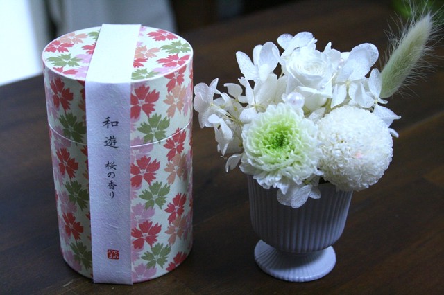 お供えプリザーブドフラワー 線香セット 花屋 心一つ