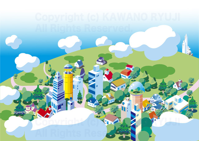 空から見た緑の街並み Aiデータ ベクター画像 Kawano ストックイラスト直販所