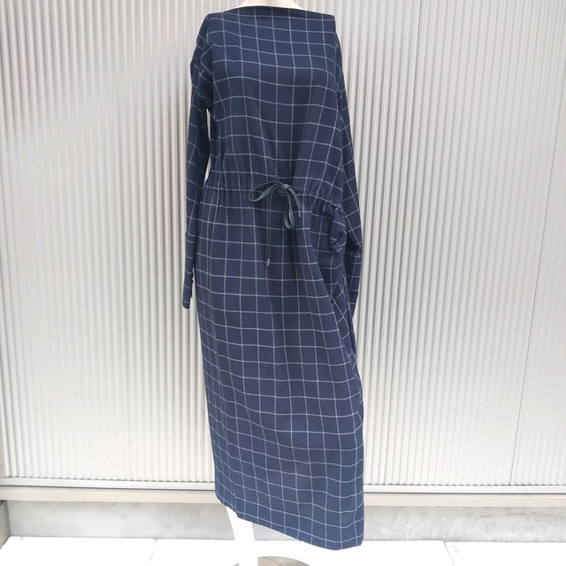 19aw 新品 Vw ヴィヴィアンウエストウッド アングロマニアvivienne Westwood Anglomania 変形 チェック ロング ワンピース 40 ネイビー 定価 O0911yv5 古着屋rainbowfield Since 06