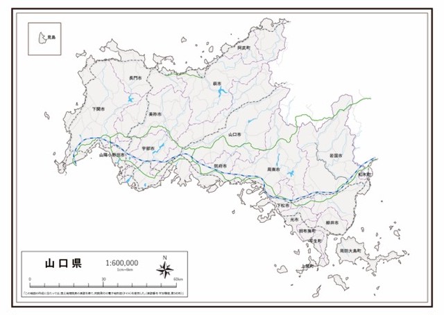 P3山口県 市町村名 K Yamaguchi P3 楽地図 日本全国の白地図ショップ