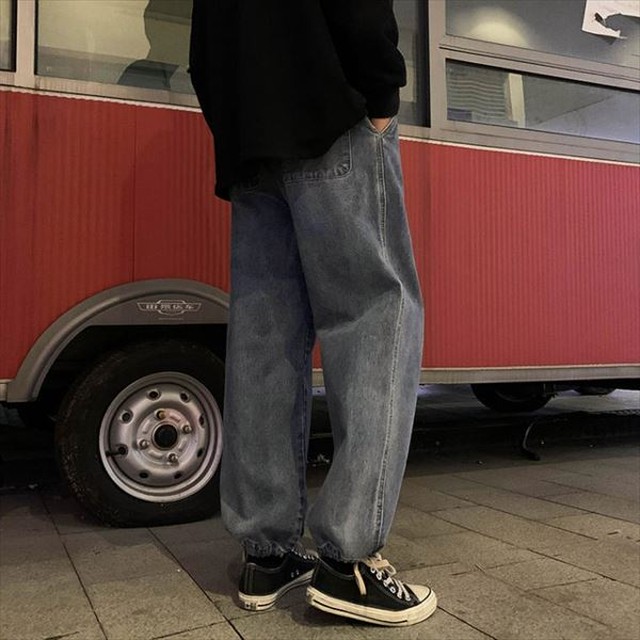 アンクル丈 裾ゴム ワイドパンツ ジーンズ デニムパンツ ジーパン ゆったり バルーンパンツ メンズ カジュアル ストリート メンズ 春 秋 冬 10代 代 30代 M L Xl 2xl 取寄 発送目安14 21日営業日 Laff Store For Men ショップ情報 配送スケジュールを必ずご