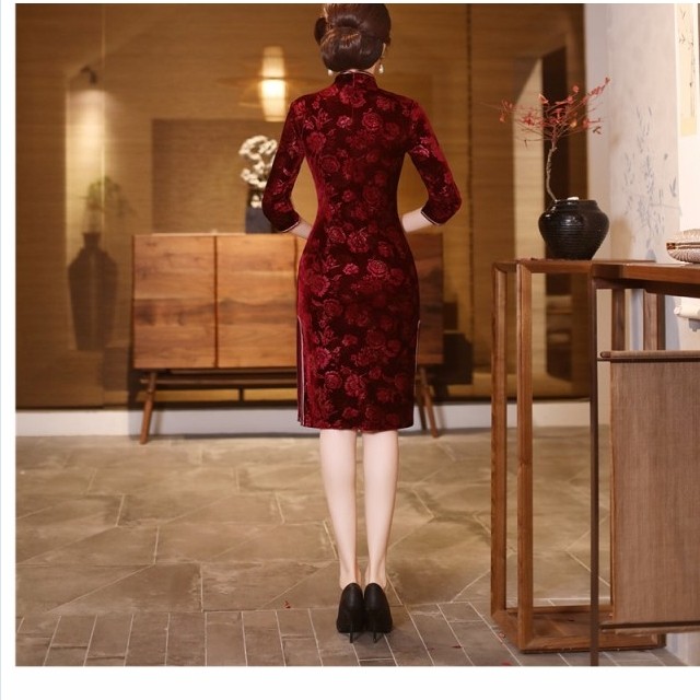 チャイナドレス風 ワンピース チャイナドレス ワンピース チャイナ風服 中華服 ロング 大きいサイズ M L 3l 4l 普段着 パーティーブルー Basecamp49