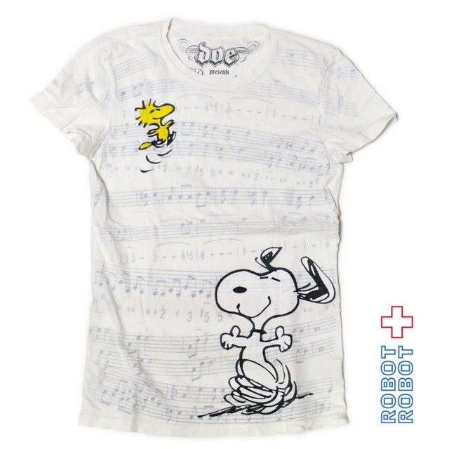 Tシャツ レディース Used スヌーピー Doe Peanuts Snoopy Woodstock Music Sheet Shirtshirts