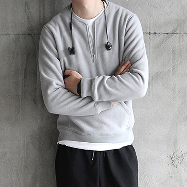 パーカー フードなし シンプルパーカー フリース レトロ シック ポーラー カンガルー ポケット セーター メンズ プルオーバー 多色 Gilb