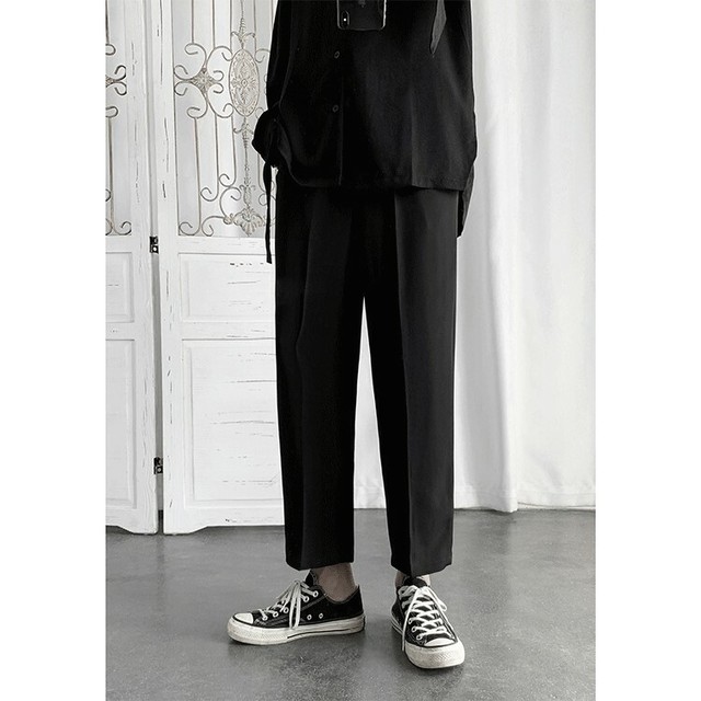 アンクル丈 トラウザー レトロ ストレートパンツ オフスカジュアル ブラック 黒 通勤 シンプル メンズ カジュアルパンツ オフィスコーデ 春 秋 冬 10代 代 30代 取寄 発送目安14 21日営業日 Laff Store For Men ショップ情報 配送スケジュールを必ずご確認