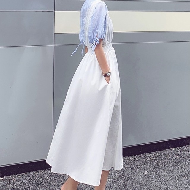 No 549 レディース パフスリーブ ブラウス ワンピース セットアップ フレア 春夏 フェミニン おしゃれ 韓国ファッション 韓国のプチプラレディース 子供服ショップ Sourire