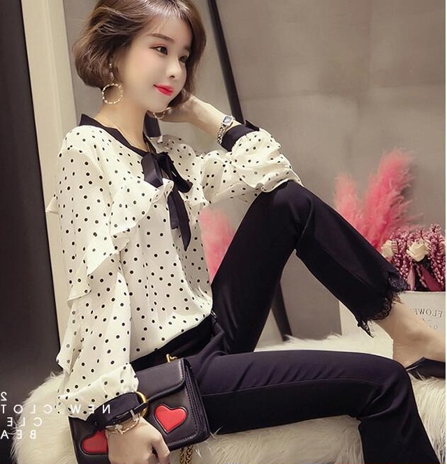 ドットシフォンブラウス Amier