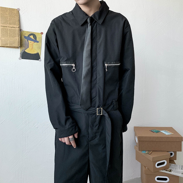 春と秋のins潮ブランドスーツツーリングワンピース9点パンツメンズスタイルのトレンディなルーズカジュアルbf長袖シャツ アリババ ロング スプリング 春物 オータム 秋物 Menskk メンズ 韓国ファッション