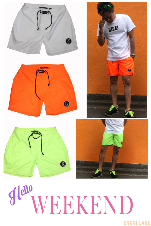 ネオンカラー 蛍光カラー ナイロンハーフパンツ ホワイト N D Gallery