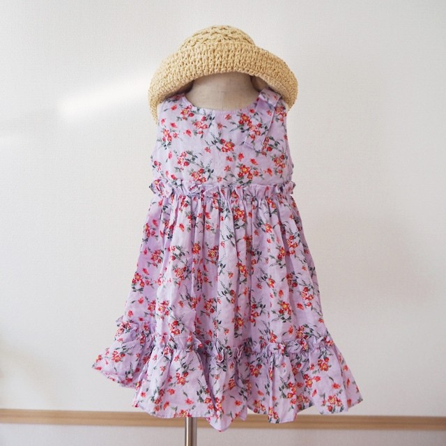 肩リボン花柄ワンピース 185 2401 花柄子供服 Igc
