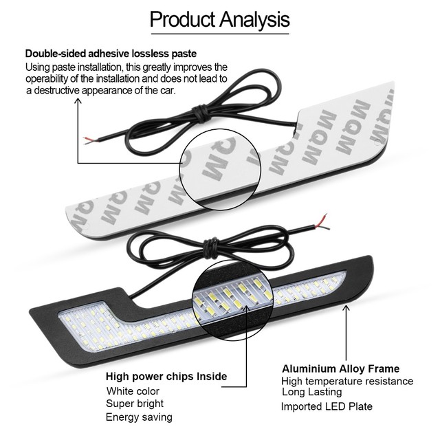Aotoink 2ピース車led Drlデイタイムランニングライトledストリップ自動ランプ12 V 100 防水6 W車スタイリング自動車フォグランプ Silver Shell White Car Motosupremeparts
