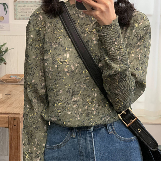 〈カフェシリーズ〉抹茶のシアーハイネックシャツ【matcha sheer high neck shirt】