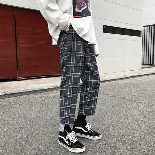 メンズ パンツ 9分丈 カジュアル チェック ストレート ゆったり Leo