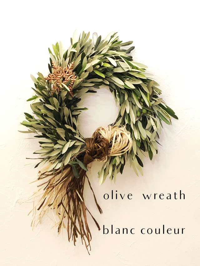 期間限定 生花のオリーブリース Blanc Couleur