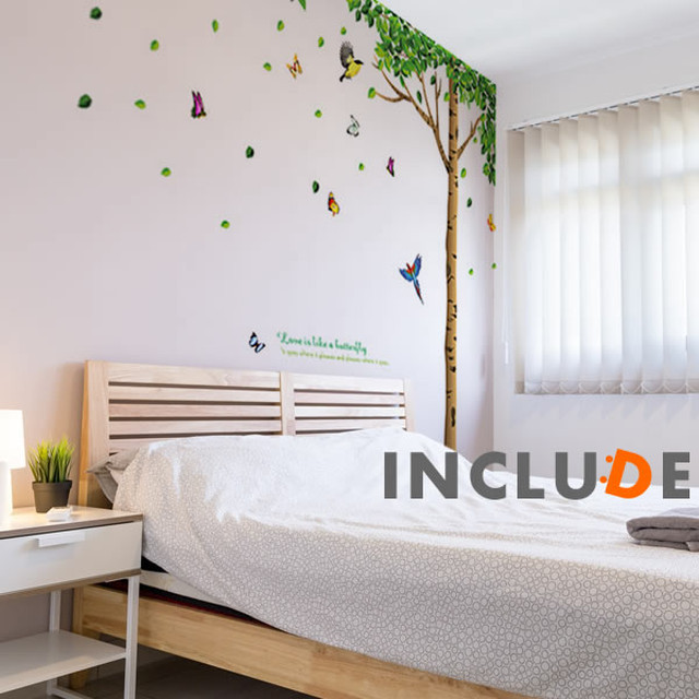 ウォールステッカー 木 ３枚 大きいステッカー ツリー 植物 木陰 おしゃれ グリーン 花 壁紙 北欧 大きな木 カフェ モダン ウォールシール キッチン トイレ フラワー グリーン 葉 蝶 鳥 涼しい 大きい 緑 玄関 枝 壁に貼るシール Kawaii Kabe Kawaii