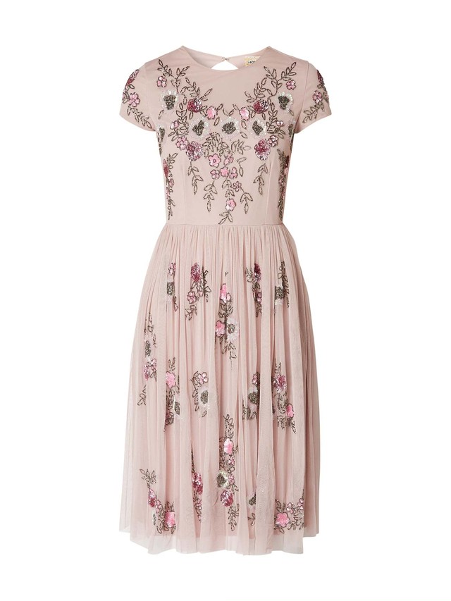 ビーズ刺繍ベビーピンクドレス Serce セルツェ