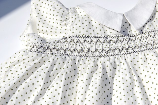 綿100 ワンピース 半袖 水玉柄 襟付き キッズ ベビー80ー100 夏 Tout Petit